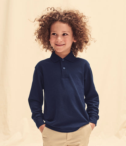 Fruit of the Loom Kids Long Sleeve Poly/Cotton Piqué Polo Shirt - T Shirt Printing UK
