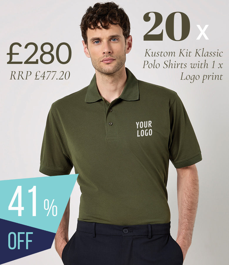 20 x Kustom Kit Polo Workwear Bundle (1 x LOGO) - £280