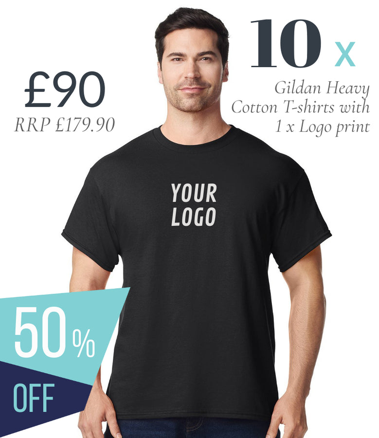 10 x Gildan Heavy Cotton T Shirts Workwear Bundle (1 x LOGO) - £90