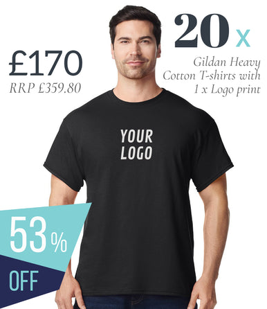 20 x Gildan Heavy Cotton T Shirts Workwear Bundle (1 x LOGO) - £170
