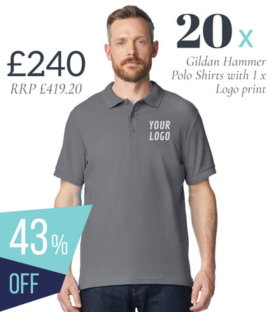 20 x Gildan Hammer Pique Polo Shirts Workwear Bundle (1 x LOGO) - £240