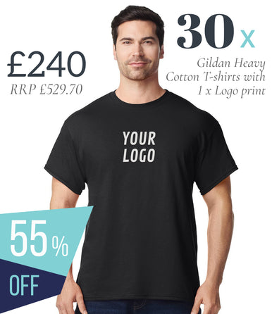 30 x Gildan Heavy Cotton T Shirts Workwear Bundle (1 x LOGO) - £240
