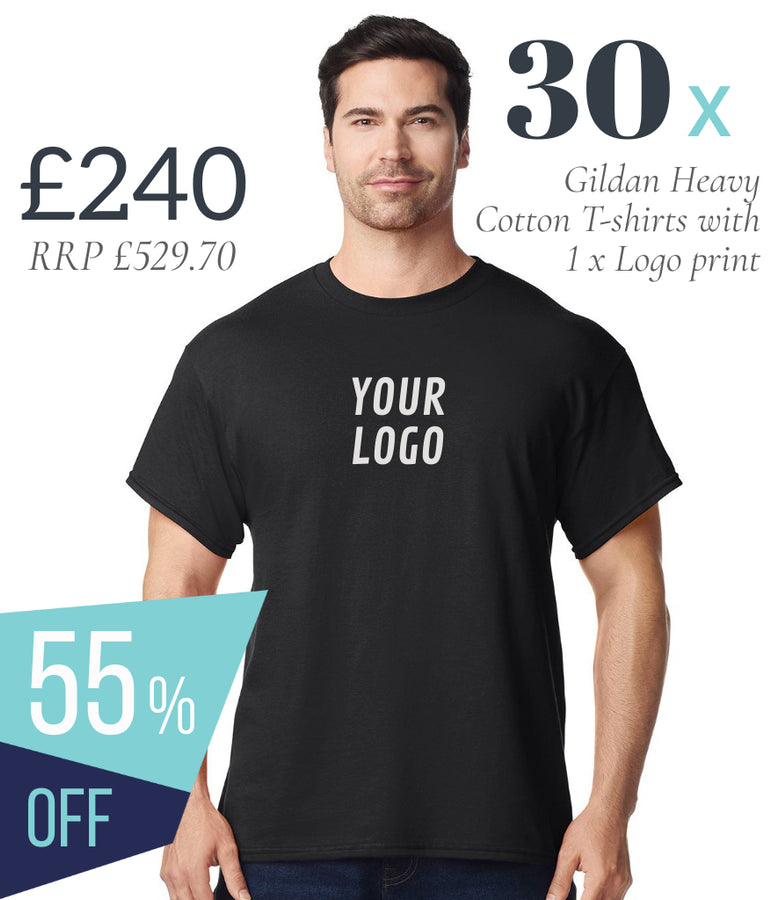30 x Gildan Heavy Cotton T Shirts Workwear Bundle (1 x LOGO) - £240