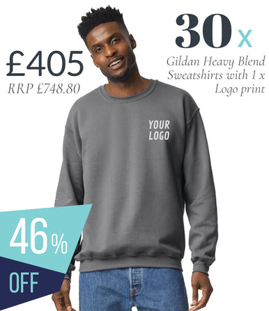 30 x Gildan Heavy Blend Sweatshirt Workwear Bundle (1 x LOGO) - £405