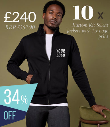 10 x Kustom Kit Sweat Jacket Workwear Bundle (1 x LOGO) - £240