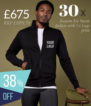 30 x Kustom Kit Sweat Jacket Workwear Bundle (1 x LOGO) - £675