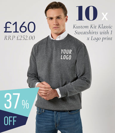 10 x Kustom Kit Klassic Sweatshirt Workwear Bundle (1 x LOGO) - £160