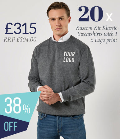 20 x Kustom Kit Klassic Sweatshirt Workwear Bundle (1 x LOGO) - £315
