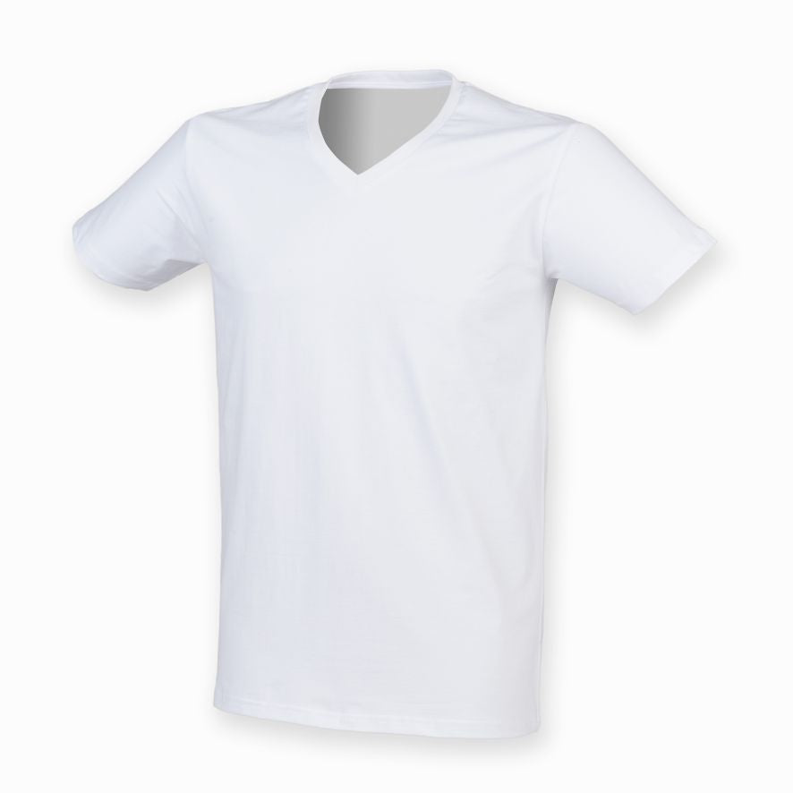 SF122SF Men Feel Good V Neck Stretch T-Shirt - T Shirt Printing UK